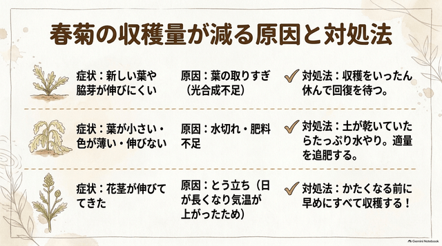 春菊の収穫量が減る原因と対処法