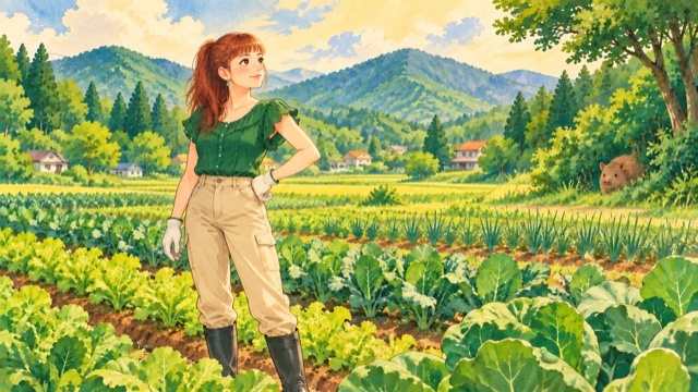 畑の周りの条件を見渡すAyaさん。虫や猪など土の外にもリスクがある