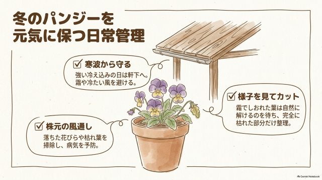 冬のパンジーを元気に保つ日常管理