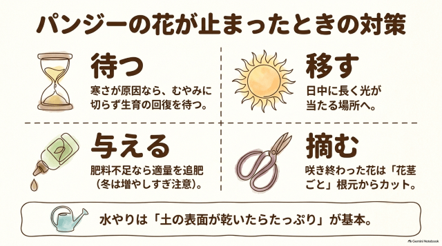 パンジーの花が止まったときの対策