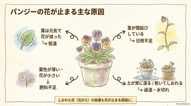 パンジーの花が止まる主な原因