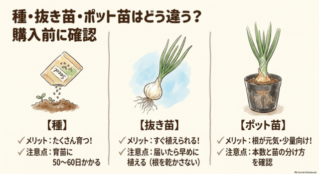 種・抜き苗・ポット苗はどう違う?購入前に確認