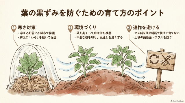 葉の黒ずみを防ぐための育て方のポイント