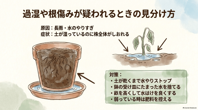 過湿や根傷みが疑われるときの見分け方